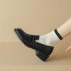 Krazing Pot Sheep Leather Round Toe Thick Med Heels Spring Shoes Brogues Pleated Decoration Women Pumps