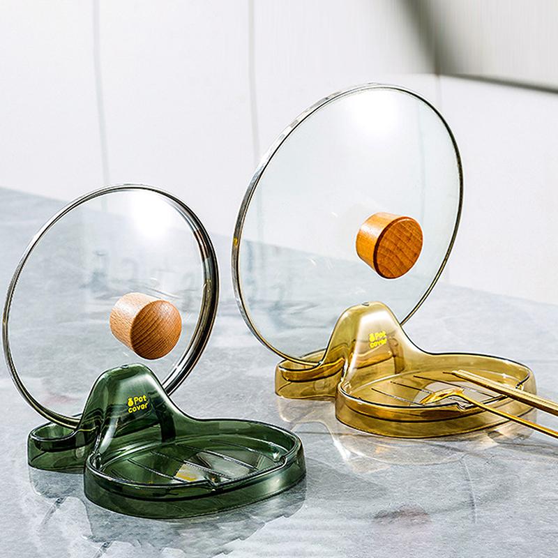 1Pc Household Pot Lid Holder with Drip Tray Kitchen Countertop Pot Lid Organizer No Drilling Required Stand Storage Accessory