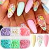 Xiaomi 6 Grids Candy Color Circular Nail Art Sequins Five Petal Flower Mixed Golden Metal Steel Bead Summer Nail Charms Nail Supplies