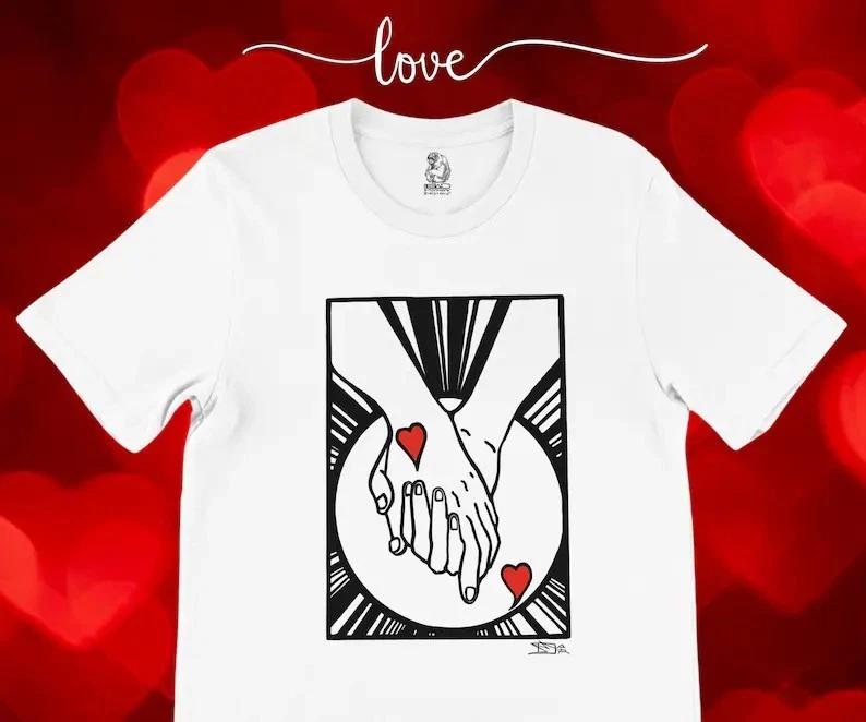 Clasped hands love t-shirt, romantic, heartfelt, lovers premium unisex tee,