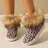 Fashion Fashion Leopard Furry Non Slip Snow Boots Women 2025 Winter Warm Short Plush Ankle Boots Luxury Faux Fur Decoration Booties