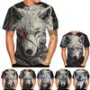 Fashion Men's Women's Round Neck 3D Printed Wolf Pattern T-shirt Street Style Unisex Fashion Top Tees