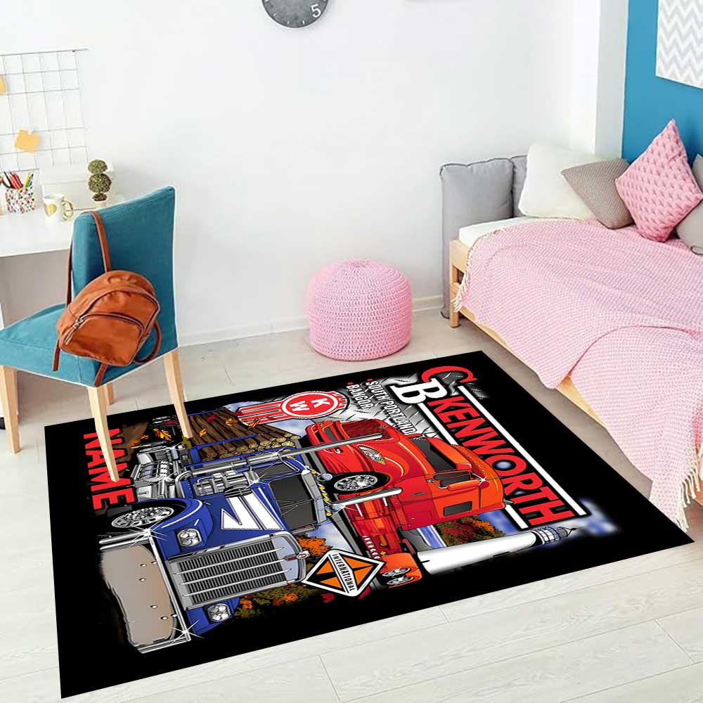 Truck Racing1 Customize your name rug, office chair cushion, home bedroom living room gift.