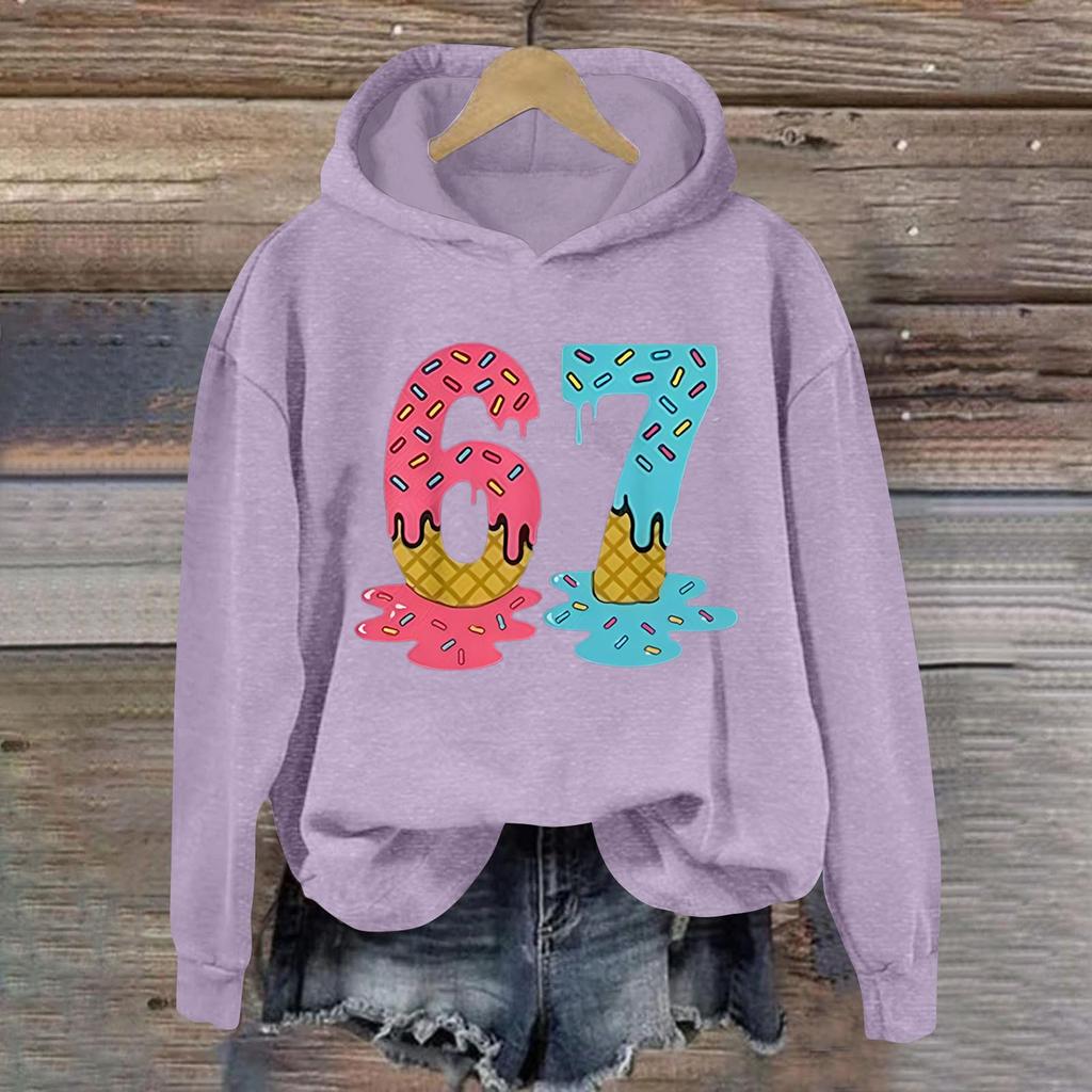 Women's Fashionable Casual Long-Sleeved Printed Hooded Sweatshirt