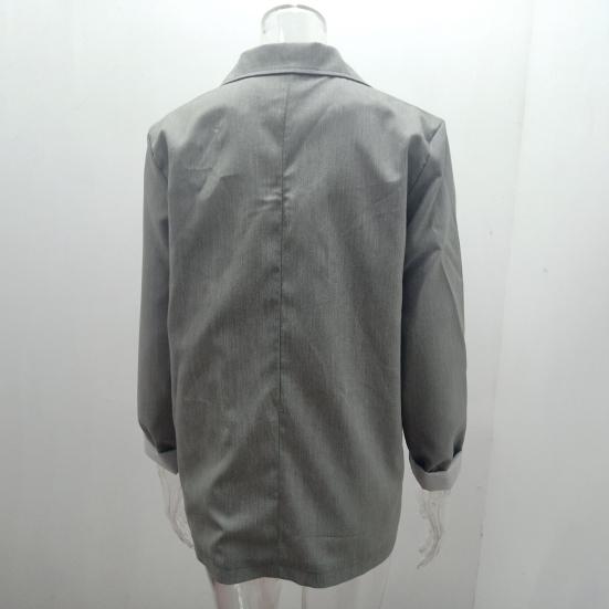 Блейзер офисный однобортный с длинным рукавом и большими карманами, модный, однотонный, с лацканами, для офиса