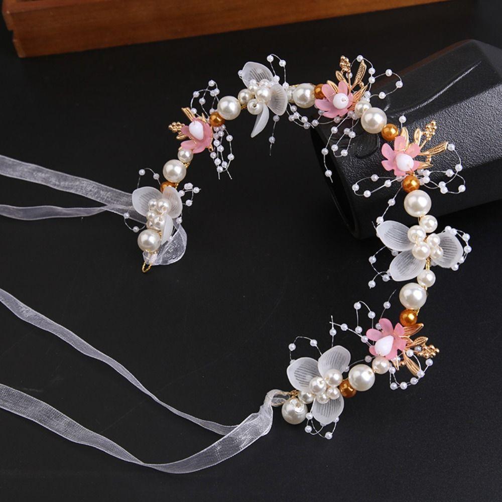 Ribbon Bride Hair Jewelry Hair Ornaments Wedding Headwear Flower Hair Hoop Bridal Headwear