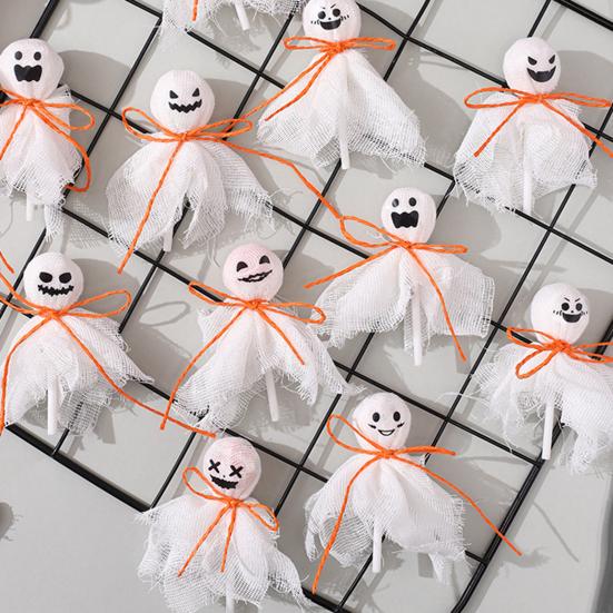 12 шт. оберток для леденцов-привидений на Хэллоуин, белые тканевые обертки для конфет-привидений для самодельных конфет, DIY украшение для вечеринки «Сладость или гадость»