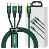 Baseus Rapid Series 3-in-1 USB-C Cable, Micro USB / Lightning / USB-C, 20W, 1.5M (Green)