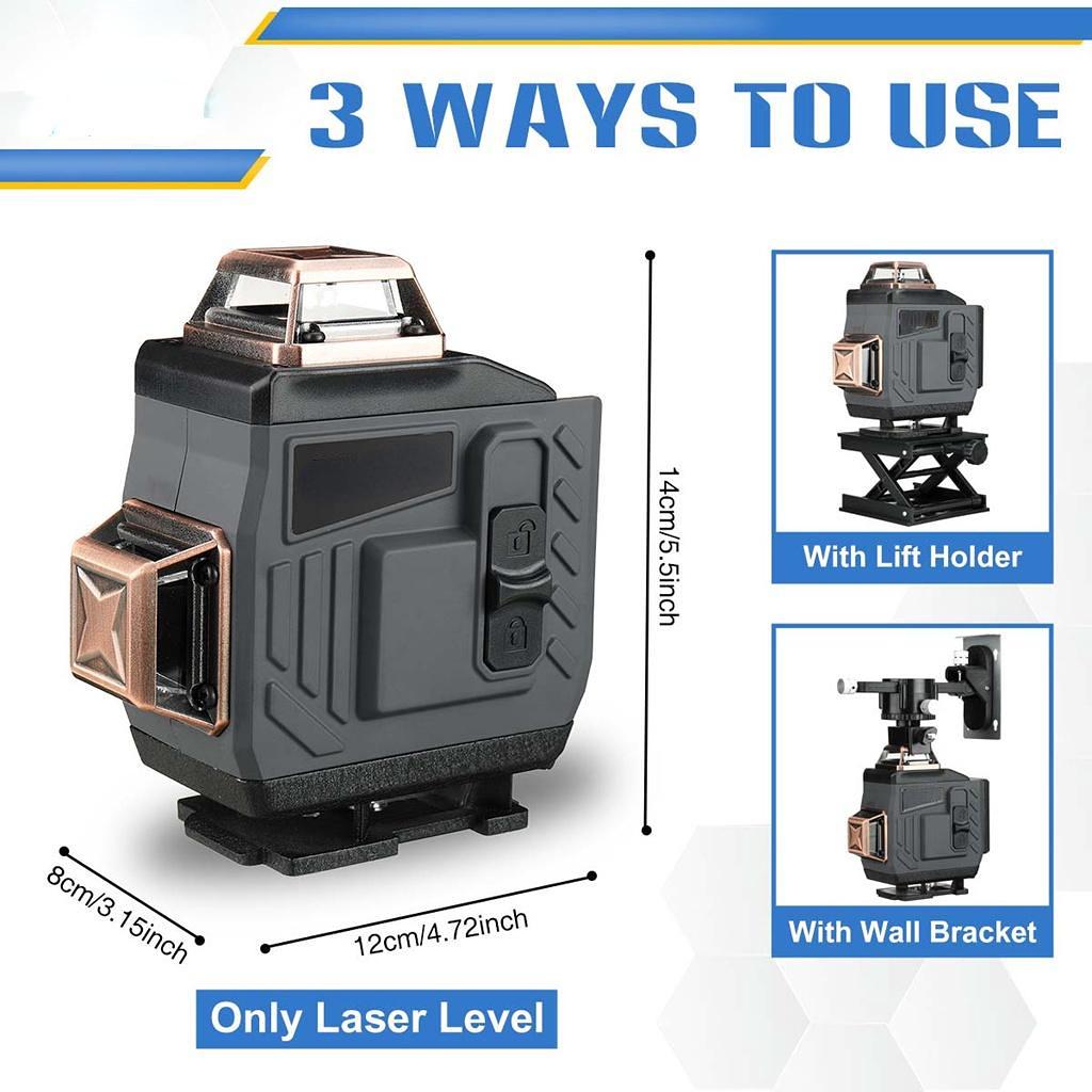 8/12/16 Line 4D Лазерный Уровень Регулируемый Зеленый Свет Самовыравнивающийся 360° Поворотный Горизонтальный Вертикальный Крест Автоматическое Измерение