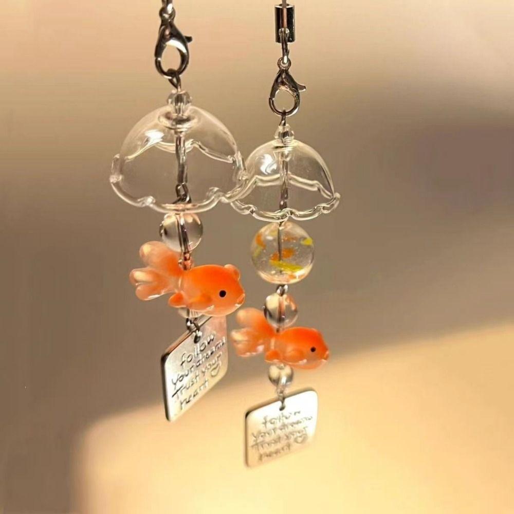 Bag Hanging Goldfish Bead Keychain Car Decor Key Ring Cute Bead Phone Chain Students
