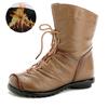 Модные женские ботильоны на шнуровке, винтажная обувь из натуральной кожи, женские ботинки больших размеров на платформе и плоской подошве, зимние ботинки, теплая женская обувь 812