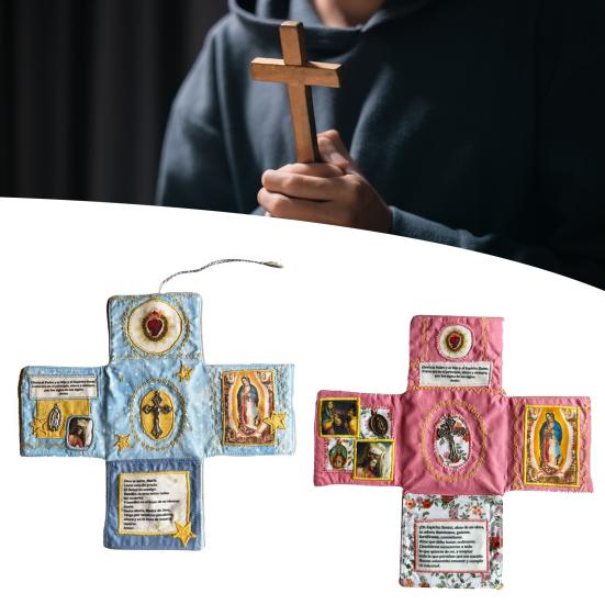 Католический карманный киот Набожный карманный киот с молитвенным гаджетом Лоскутное молитвенное одеяло ручной работы со святыми символами Молитвы Духовный подарок для католиков