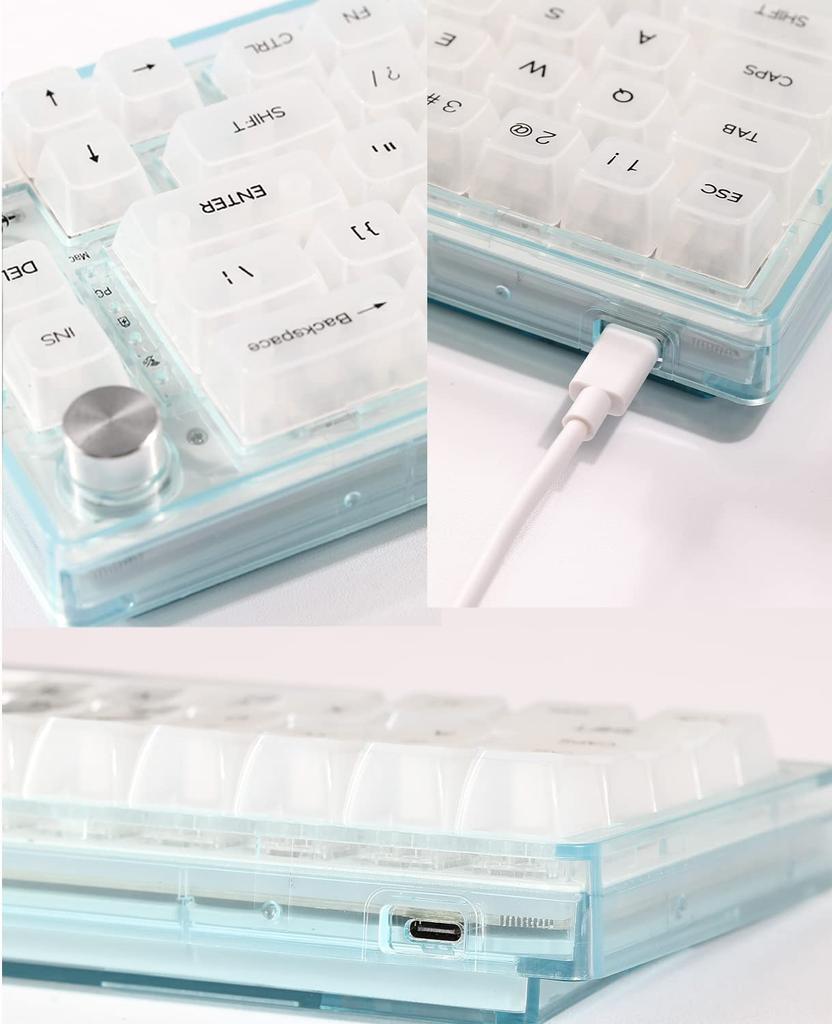 Игровая клавиатура MK31, механическая, полностью прозрачная, 18RGB, 66 клавиш, маленькая, без цифрового блока, проводная, водонепроницаемая, совместимая с IOS для работы