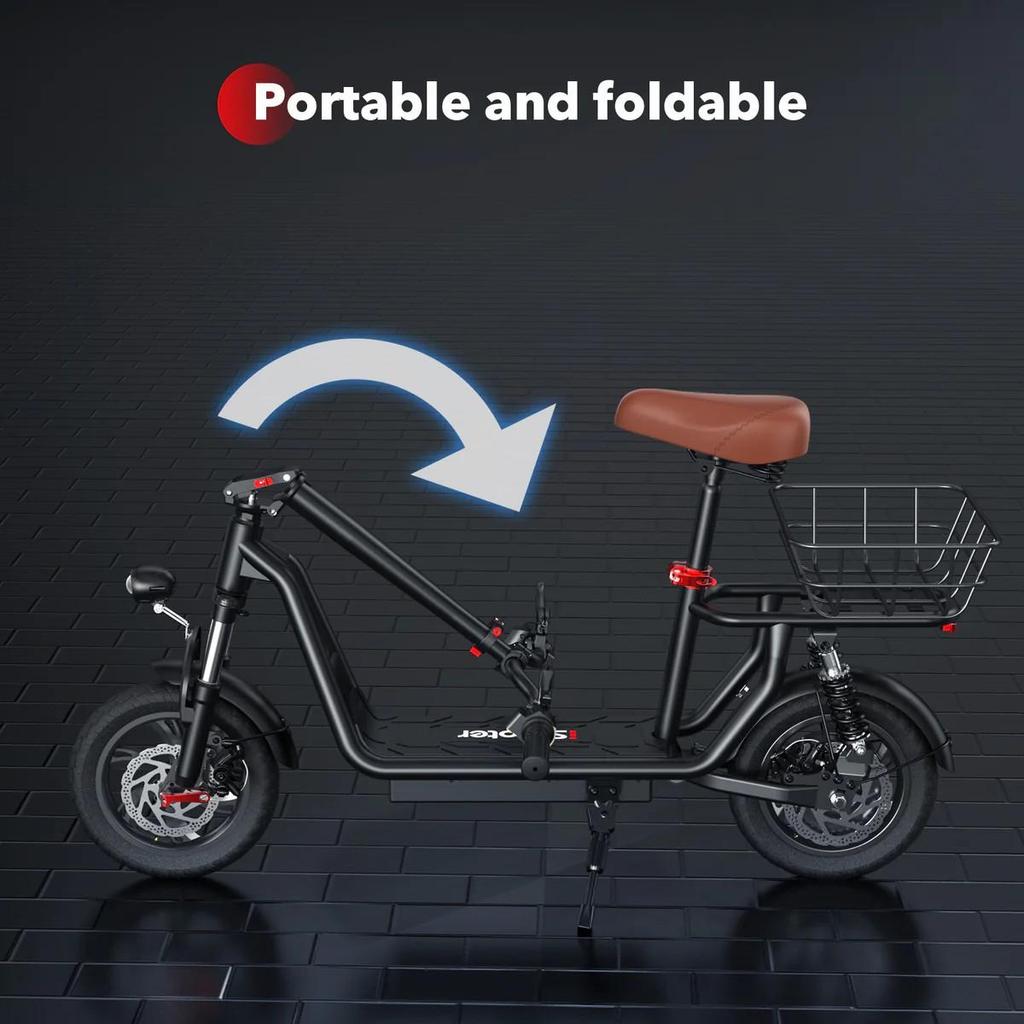 Электросамокат iScooter i12 Мотор 500 Вт 36 В 7,5 Ач Полная подвеска Максимальная скорость 25 км/ч Максимальный запас хода 35 км Черный