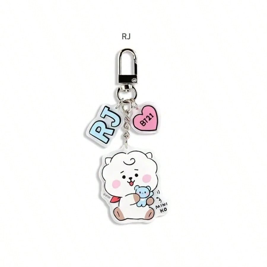 LINE FRIENDS BT21 Аниме K-pop и Мультфильмы Красивые Брелоки и Плюшевые Игрушки Милые RJ Tata и Koya Акриловые Брелоки для Рюкзака