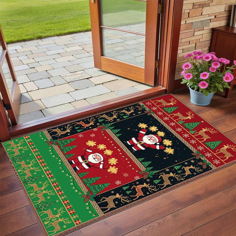 Christmas Printed Square Area Rug Soft Non Slip Floor Carpet For Bedroom Holiday Gift