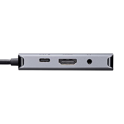 Sanwa Supply AD-ALCHV02 USB Type C to HDMI/VGA Adapter (4K/30Hz/PD Compatible) Gray