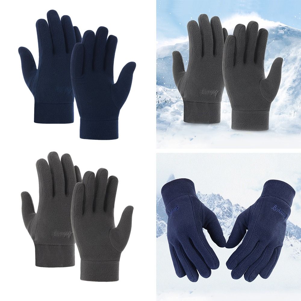 Men Gloves Fleece Outdoor Sport Women Gloves Furry Warm Mitts Thick Plush Full Finger Mittens