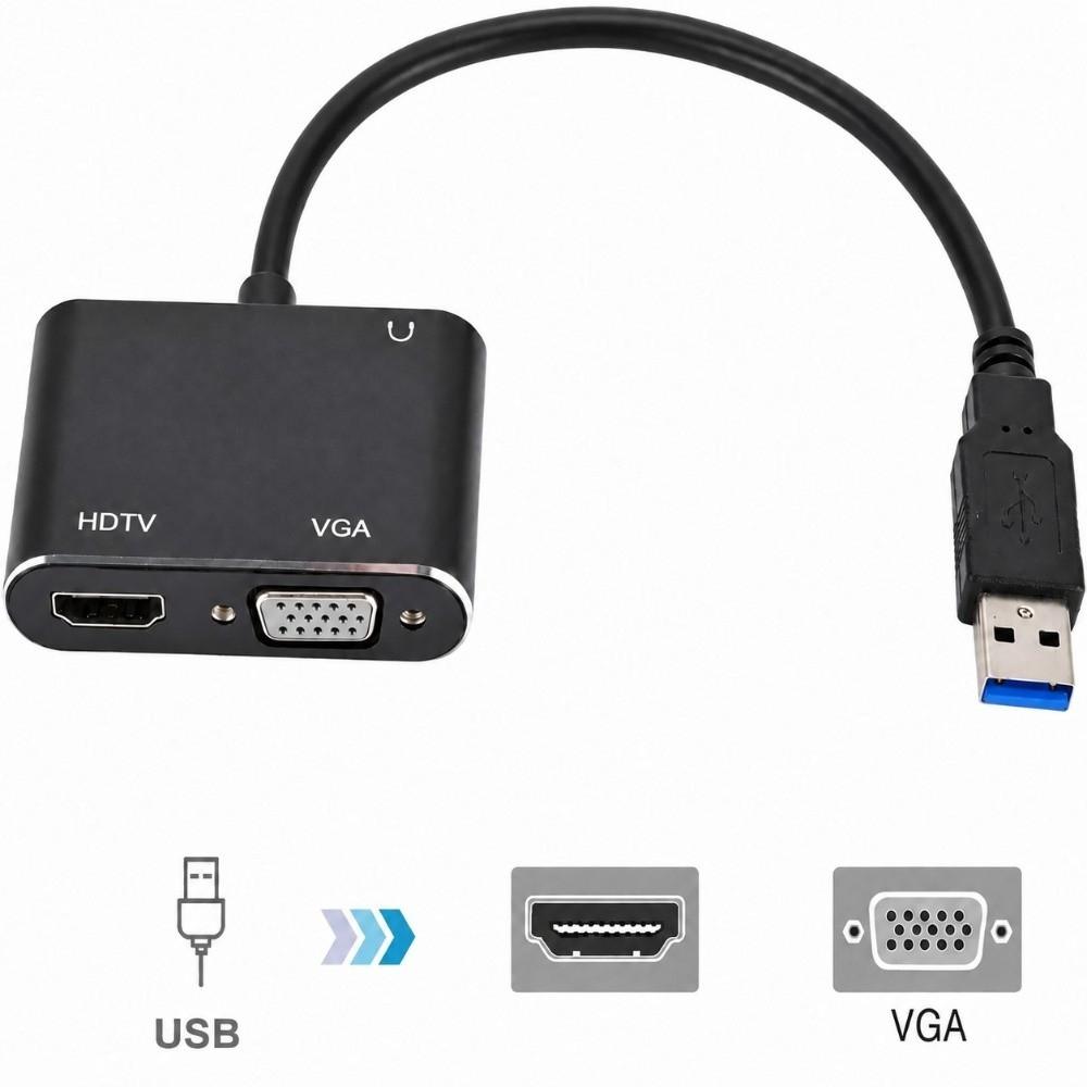 Full HD USB to HD VGA Adapter HD VGA Female 1080P Display Adapter  For Dual Screens