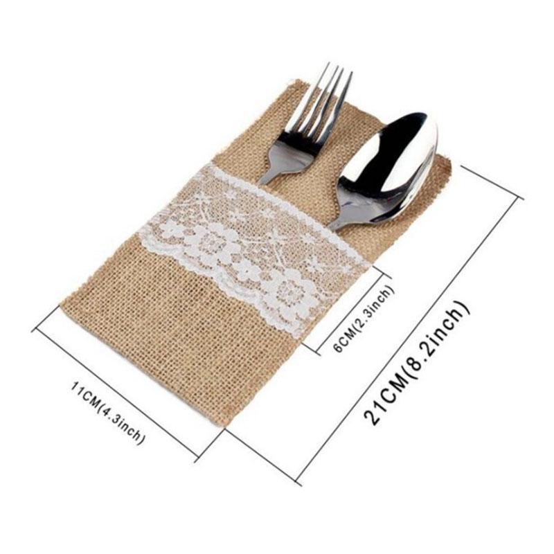 1 шт., мешковина, кружево, джут, свадебная посуда, чехол, держатель для столовых приборов, сумка, декор для вечеринки