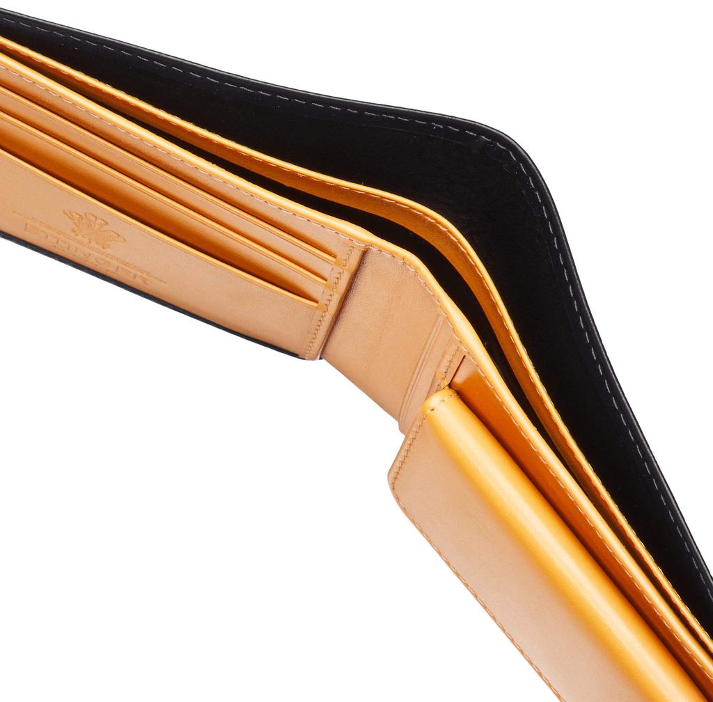 Bifold Wallet BH141JR BridleHide Calf Leather [Ettinger] Black/Yellow [Item]