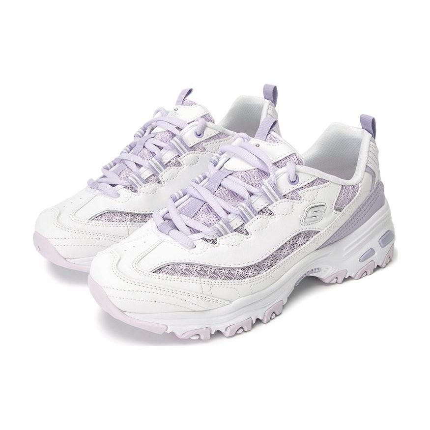 Skechers DLites 1.0 Сетчатые Удобные Низкие Папины Кроссовки Женские Кроссовки Бело-Фиолетовые 896235-WLV