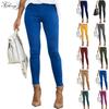 Женские джинсы, модные эластичные однотонные эластичные узкие брюки с рюшами, повседневные брюки