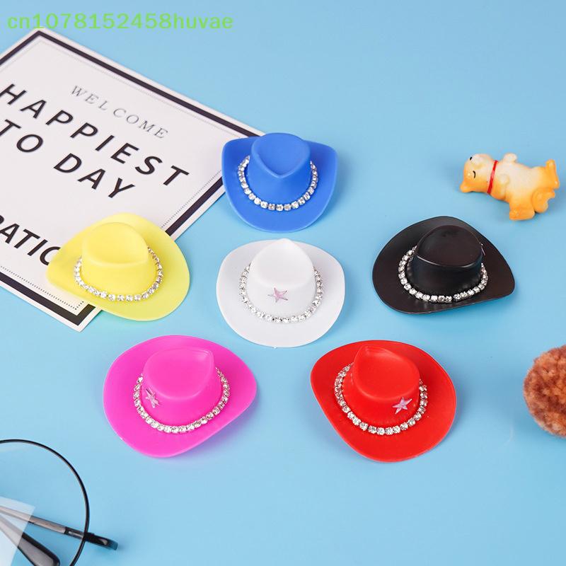 MAX-66~ 4 Pcs Miniature Plastic Doll Hat Western Cowboy Hat Cowgirl Hat For Dolls Decoration Accessories