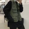 Жилет с несколькими карманами и пряжками, однотонный тонкий уличный жилет-карго без рукавов для рыбалки