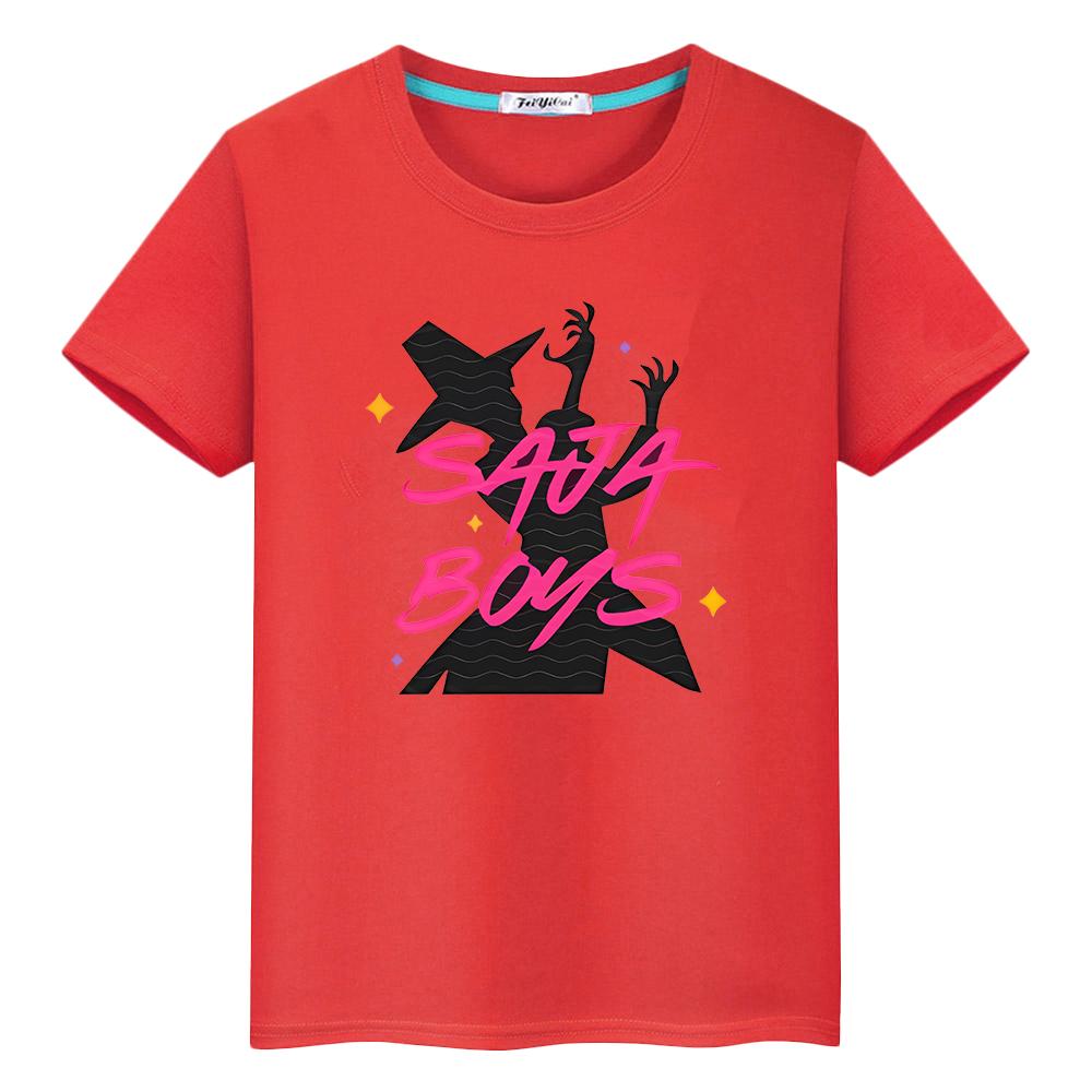 Saja Boys Kawaii Tees Kpop Demon Hunters Print 100%Cotton T Shirt for Kids Boy 10year Cute Tops Anime Short Y2k  Girls Clothes
