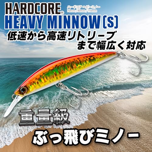 DUEL HARDCORE Heavy Sinking Minnow Lure, Hardcore Heavy Minnow (S) 110mm, Weight: 37g, F1190-HBPC-Blue Pink Candy, for Seabass and Bluefin Tuna.