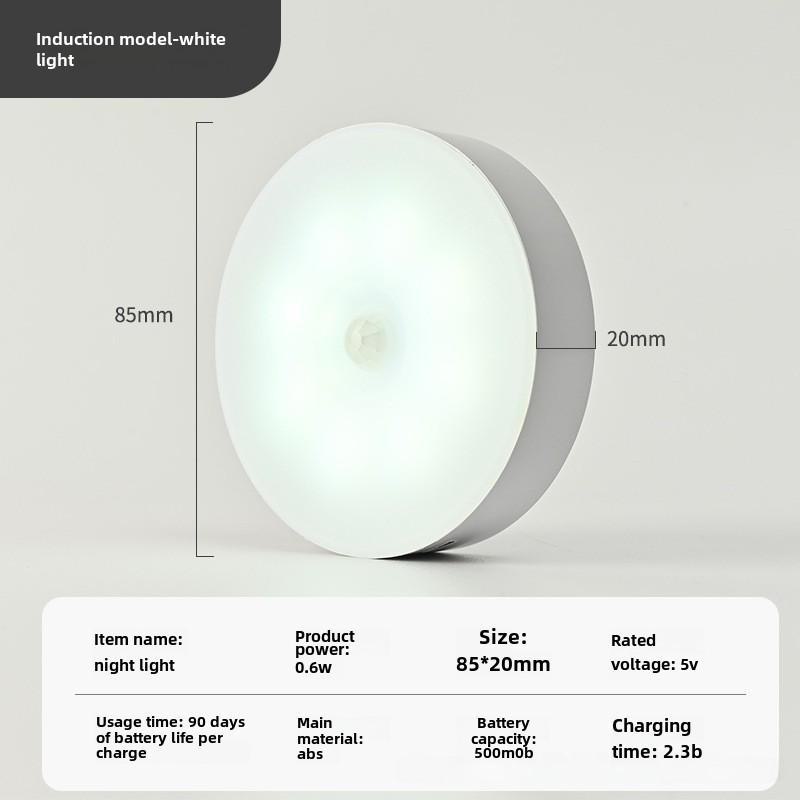 Перезаряжаемый интеллектуальный ночник с датчиком движения для установки у кровати, в шкафу или в проходе