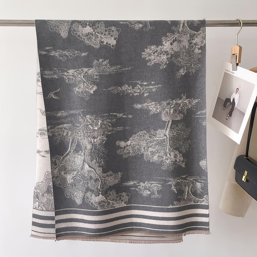 Осенне-зимний теплый модный шарф High Sense Literary, двусторонний печатный шарф-накидка, классический женский шарф