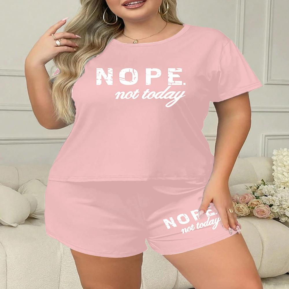 Летние большие размеры 3XL 4XL 5XL с короткими рукавами и шорты пижамный комплект повседневный свободный мультяшный принт белый пижама для женщин комплект одежды для сна домашняя одежда