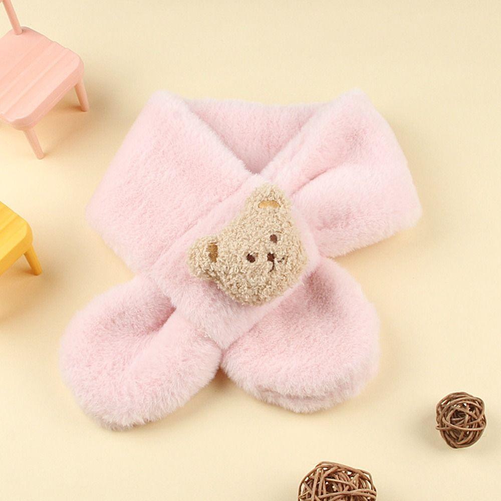 Plush Neck Warmer Warm Plush Scarf Fashion Children Cross Neckerchief  Outdoor