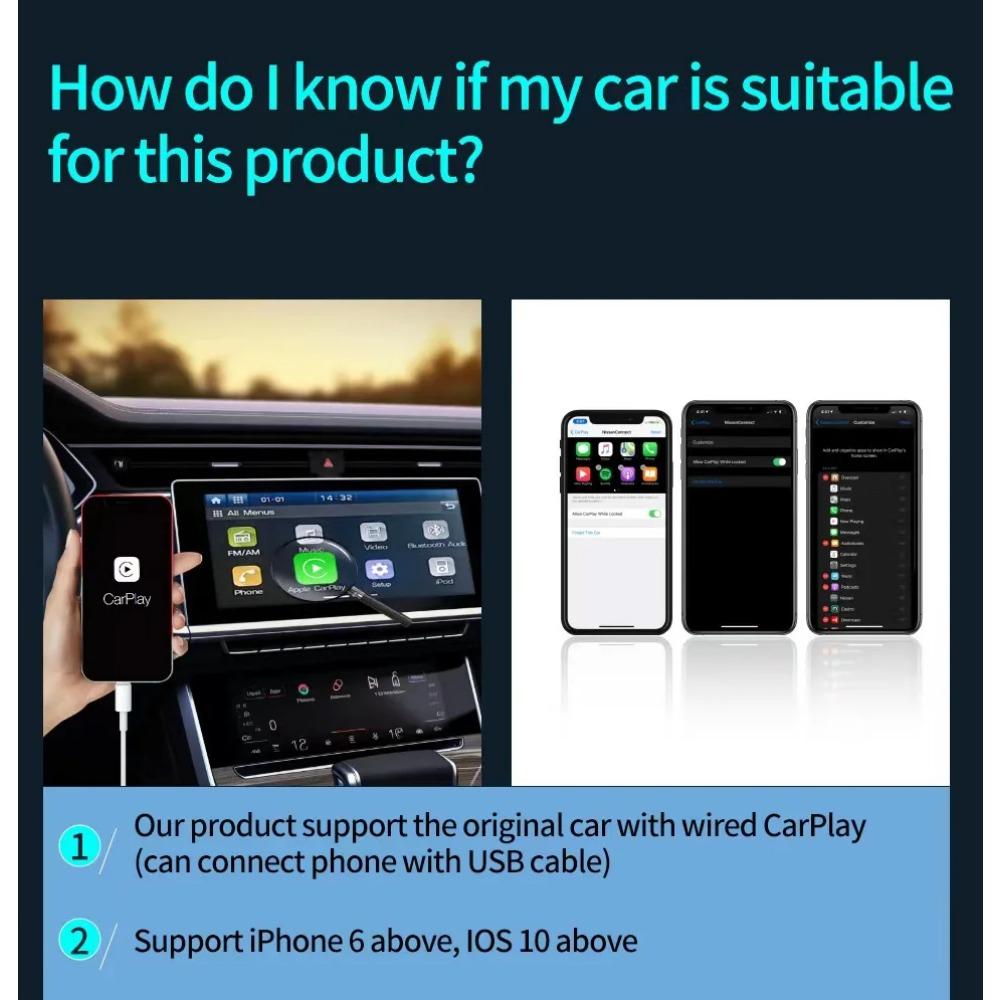 Carplay Mini Smart AI BOX OEM проводной адаптер для беспроводного подключения Wi-Fi для Apple Phone Plug And Play Dongle для автомобиля Benz VW
