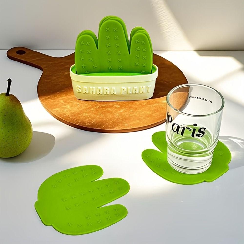 Creative Cactus Coasters Set Anti Scald Decorative Placemats Safe Cactus Cup Mat Tableware