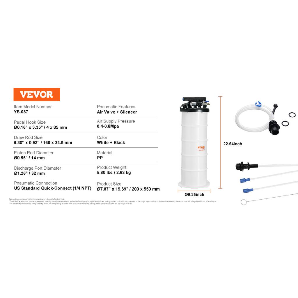 SucceBuy 6.5L/15L Pneumatic/Manual Fluid Extractor with Suction Hose Oil Changer Pump for Automotive Fluids Vacuum Evacuation