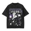 Студенты Аниме JJK Стиранная Футболка Streetwear Хип-Хоп Винтажные Футболки JJujutsu KKaisen Футболка Унисекс Женская Оверсайз С Принтом