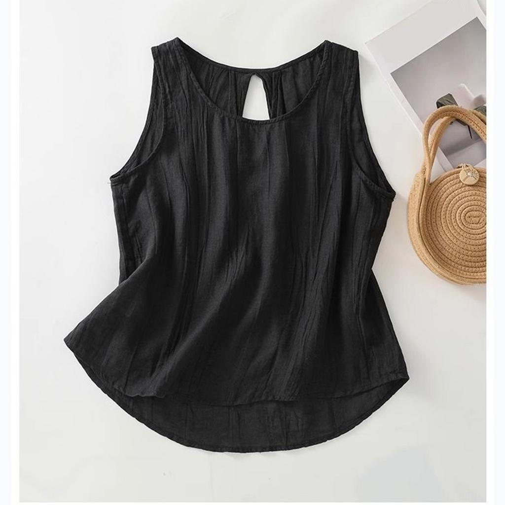 Women's Vest Fashion Casual T-shirt Tops Back Hollow Design Vest Sleeveless T-shirt Outer Wear Inner Wear Bottoming Sling
