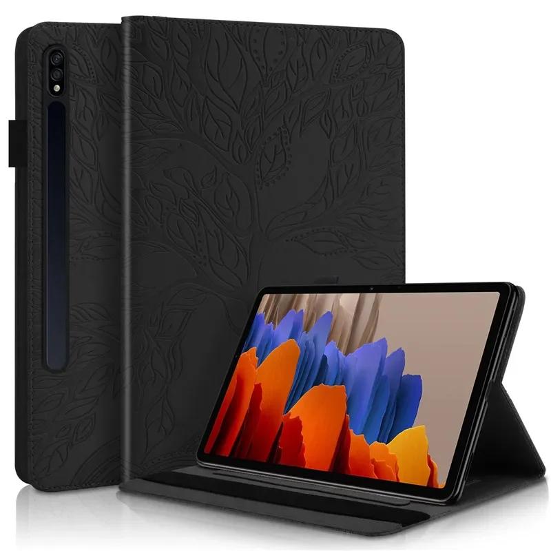 Чехол для Samsung Tab S9 FE Case 10,9 дюйма с тиснением в виде дерева, из ПУ-кожи, с откидной крышкой, для Funda Galaxy Tab S9 FE S8 S7 Case 11"