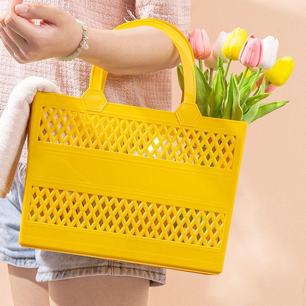 Drainable Hollow Out Storage Basket Multifunctional Washing Basket Portable Bath Basket