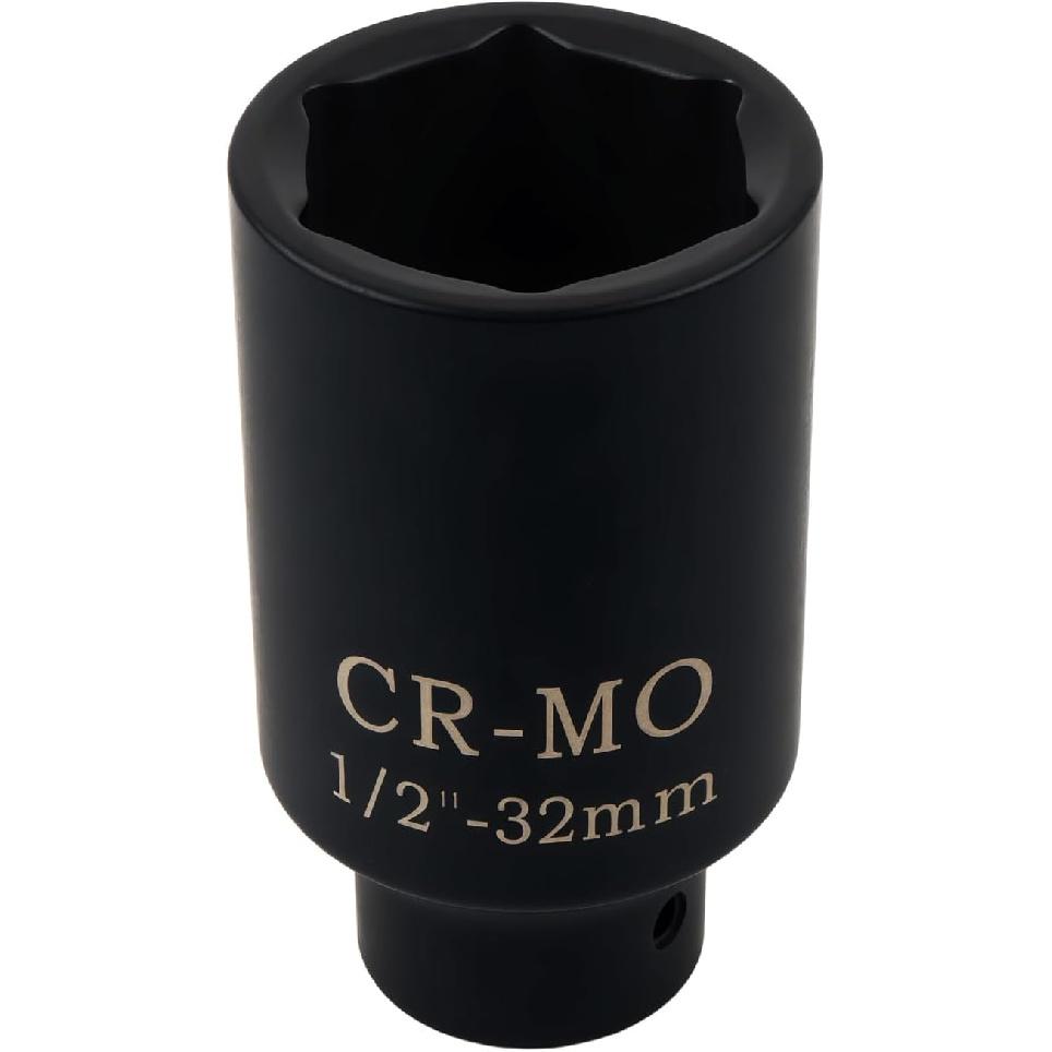 32Mm Socket 1/2 Drive With 6 Point Design,Anti-Rust Axle Nut Sockets Set For Quick Shaft Nut Removal,Professional Deep Impact Socket Set 1/2 Drive