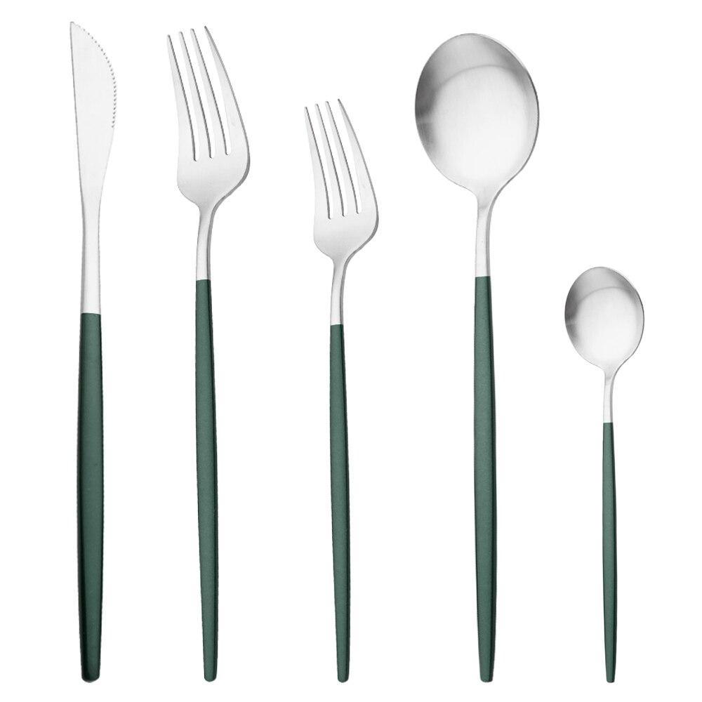 Матовая посуда из нержавеющей стали, набор столовых приборов из розового золота, нож, десертная вилка, чайная ложка, набор столовых приборов, кухонное серебро, посуда