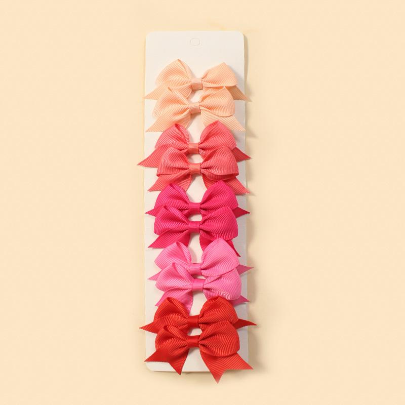 10Pcs/Set New Cute Solid Ribbon Bowknot Hair Clips for Baby Girls Handmade Bows Hairpin Barrettes Headwear Baby Hair Accessories