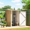 3.3 x 3.4ft Lean To Steel Garden Shed with Locking Door - Light Brown Wood Effect/White