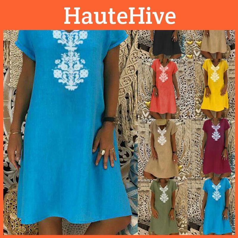 Универсальное женское мешковатое платье-кафтан Мади из льна с коротким рукавом и V-образным вырезом, идеально подходящее для повседневной носки и пляжных прогулок