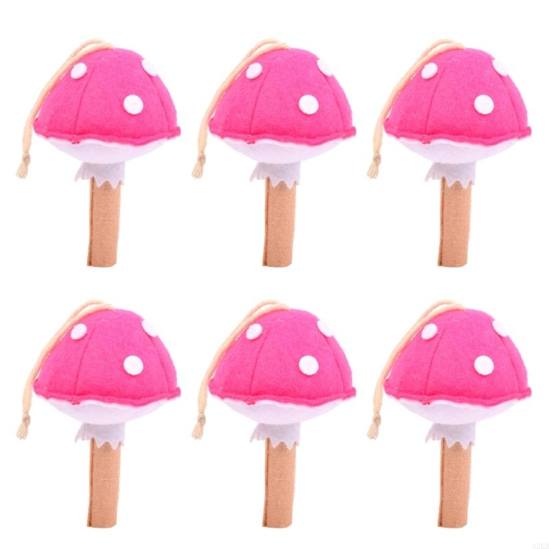 62KD Needle Felted Mushroom for Unique Bag Charm and Keychains 6Pack