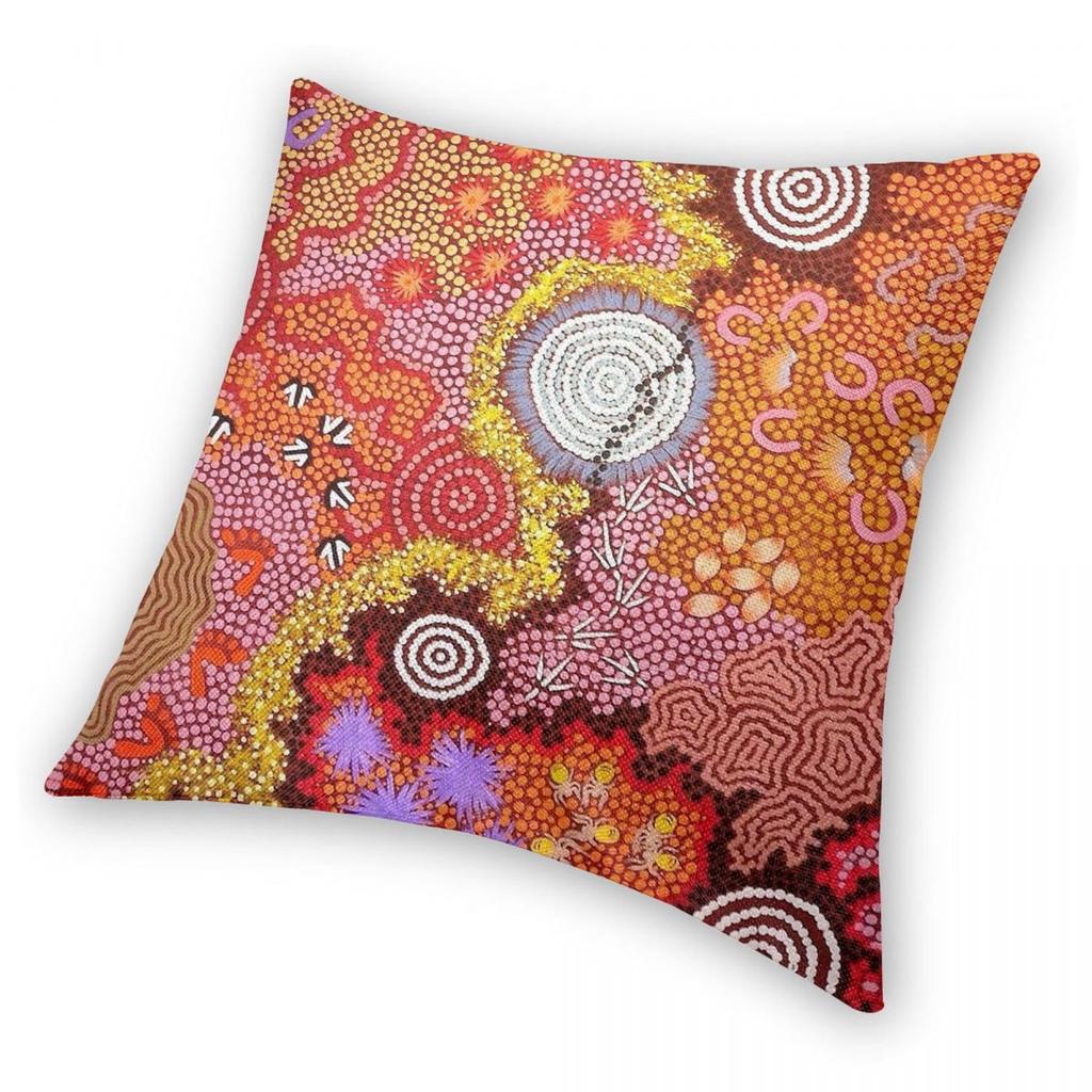 Australian Aboriginal Art 2 Square Pillowcase Polyester Linen Velvet Creative Zip Decorative Sofa Cushion Cover