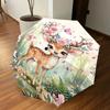 1PC Deer Flowers Umbrella-8-Rib Reinforced, Automatic Open, Lightweight & Durable, Fashion Accessory for Outdoor, H0355